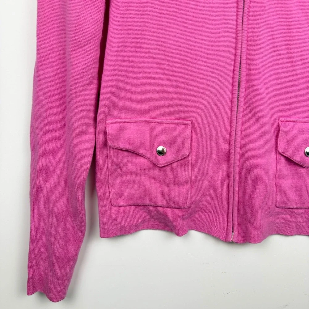 Lauren Ralph Lauren Pink Moto Full Zip Knit Cardigan Sweater Large